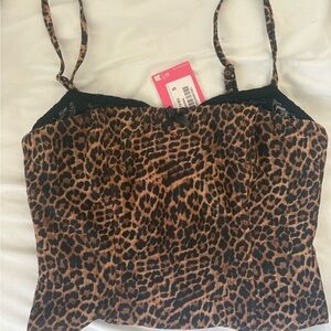Edikted Leopard Print Camisole with Black Lace
